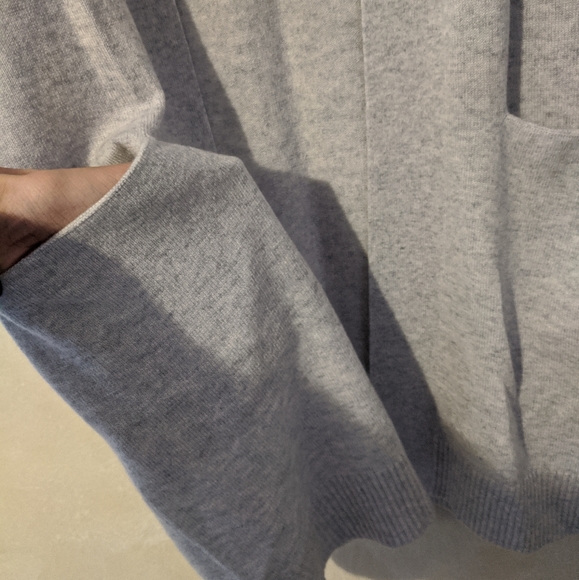 Theory Rib Sleeve Cashmere Cardigan Whale Gray - Picture 4 of 6
